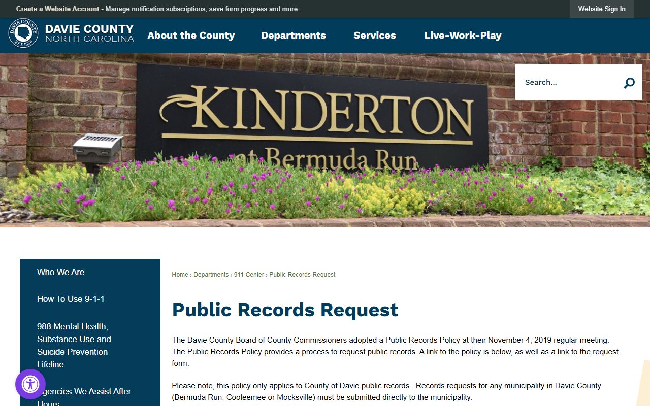Davie County public records request route for jail mugshot records